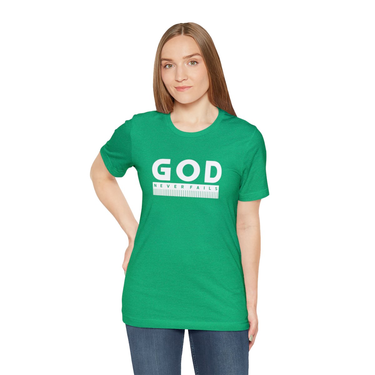 God Never Fails: Unisex Jersey Short Sleeve Tee