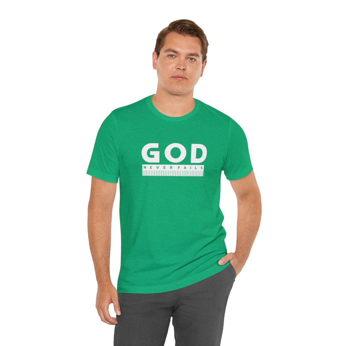 God Never Fails: Unisex Jersey Short Sleeve Tee
