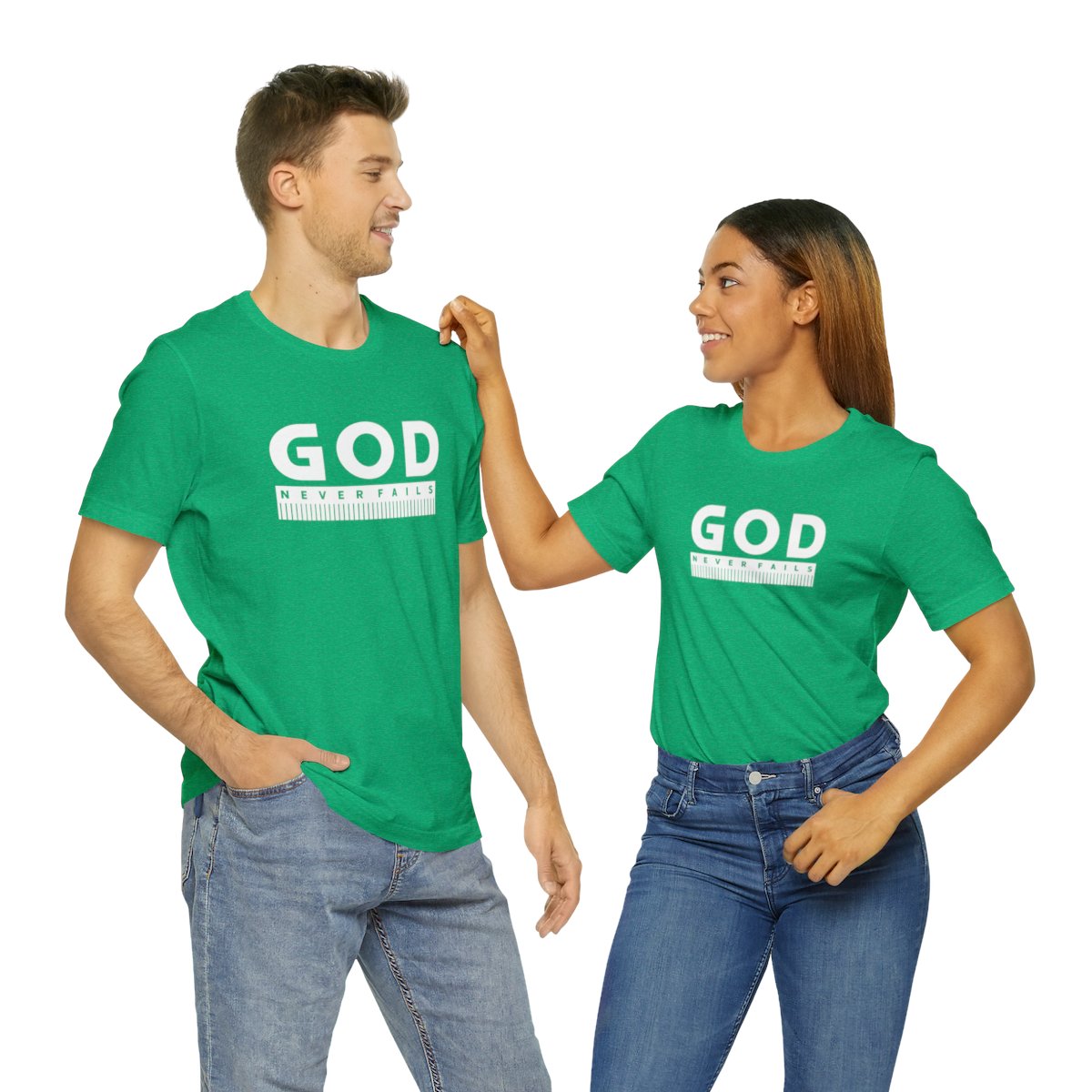 God Never Fails: Unisex Jersey Short Sleeve Tee