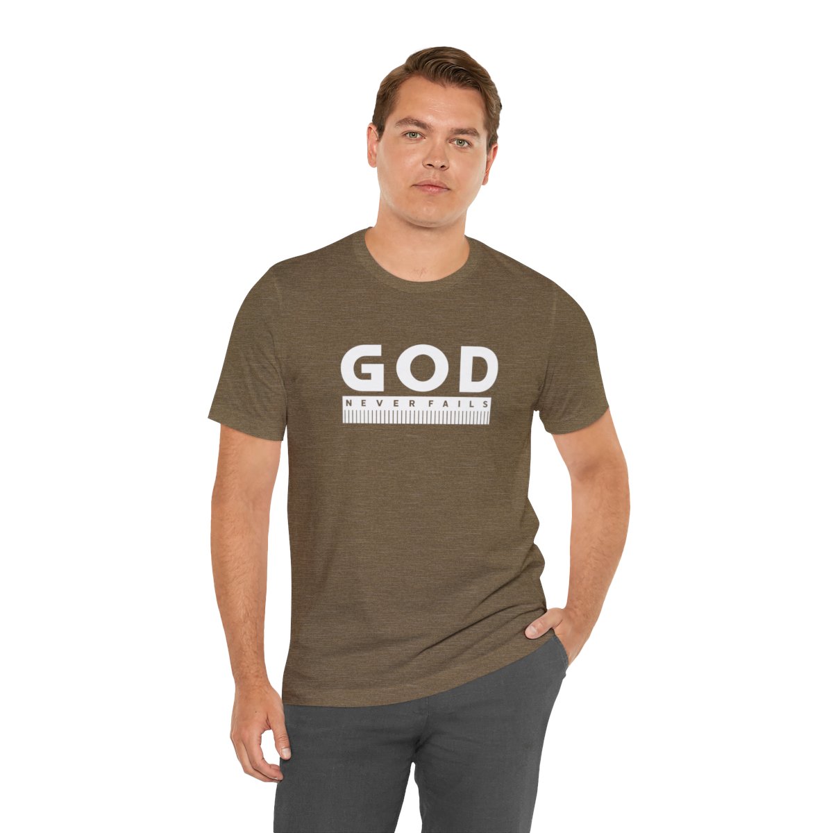God Never Fails: Unisex Jersey Short Sleeve Tee
