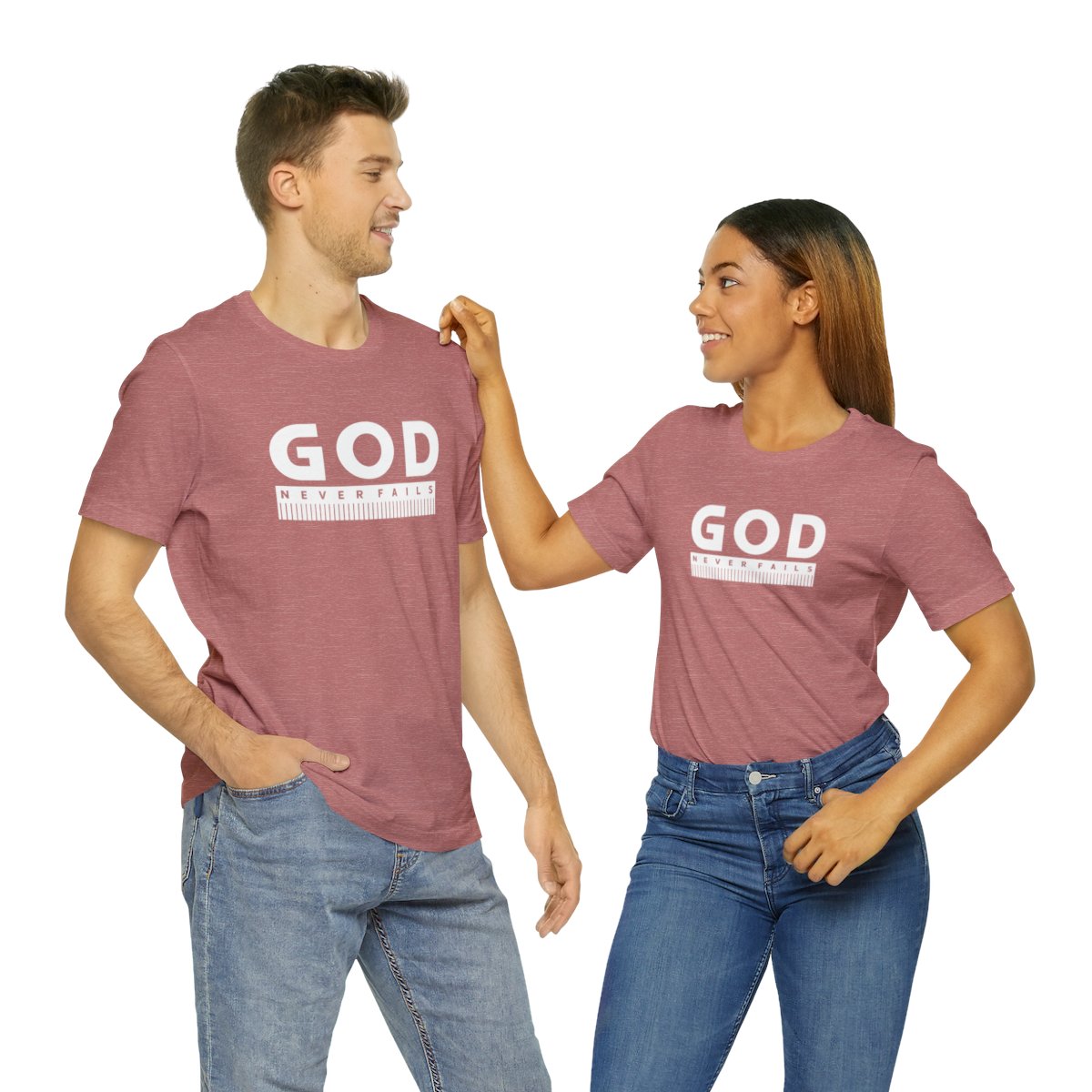 God Never Fails: Unisex Jersey Short Sleeve Tee
