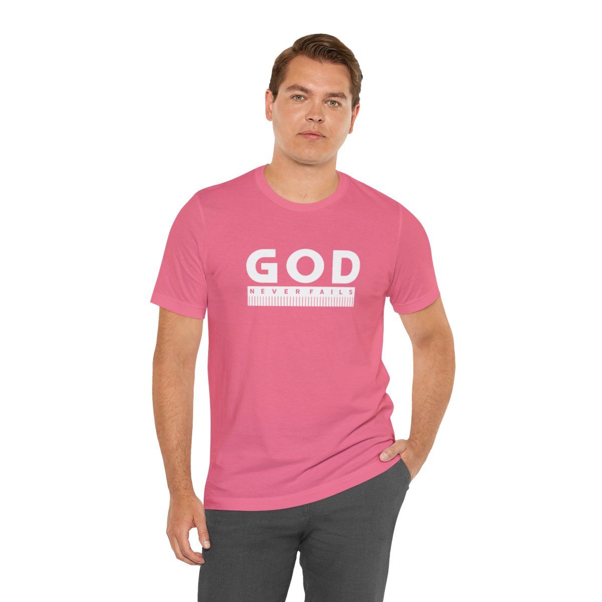 God Never Fails: Unisex Jersey Short Sleeve Tee